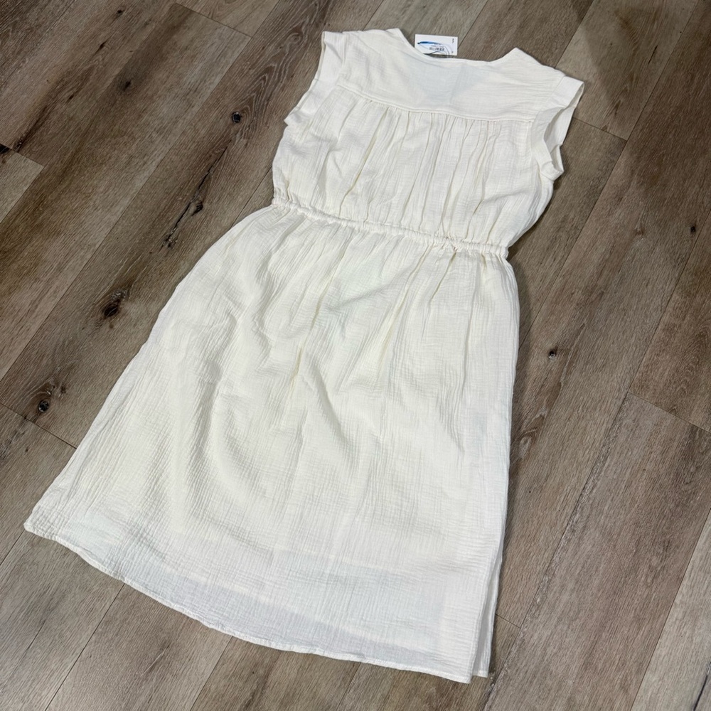 Light Cream Sleeveless Tie-Waist Summer Dress - Picture 5 of 5